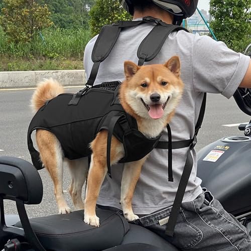 Ziyonix Haustier-Tragerucksack mit Tragegriff, Hunde Hebegeschirr, Hundeschlinge für Ältere Hunde, Hund Notfallrucksack Unterstützung für Ausritte Reisen Wandern Radfahren Motorradfahren (M)