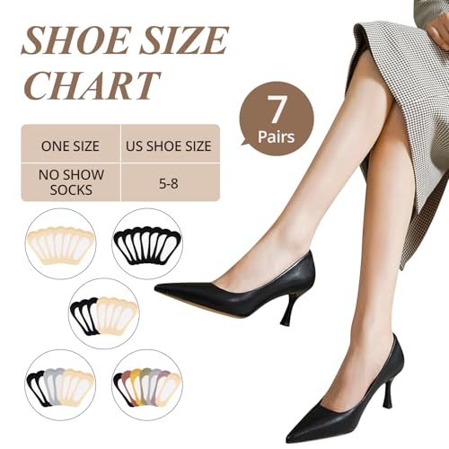 COOPLUS No Show Socks Womens Non Slip Ultra Low Cut Cotton Invisible Socks Thin Flat Boat Liner Socks 7 Pairs 7