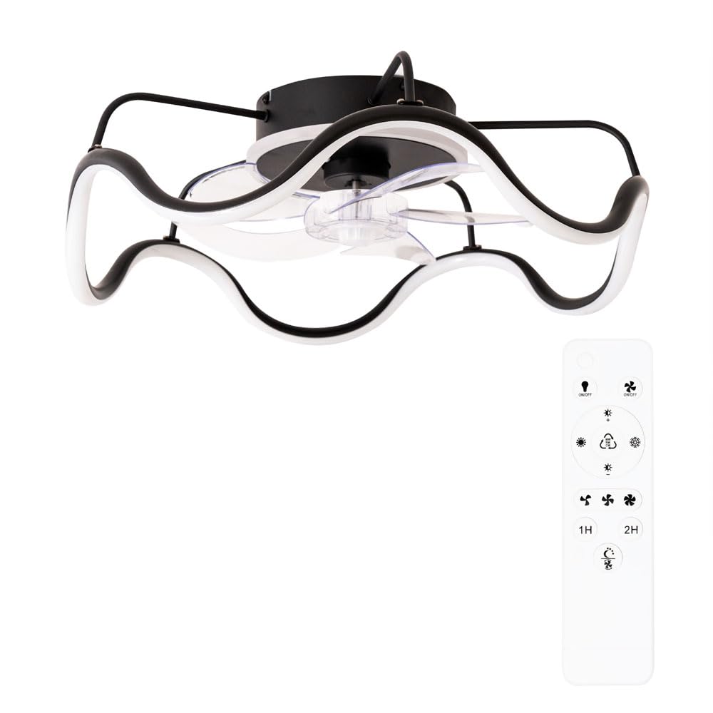 Valuelights Unisex Black Infinity Matte Wave Remote Control Integrated Led Ceiling Fan