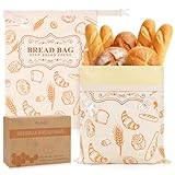 Homelove 2 Pack Beeswax Bread Bags for Sourdough Homemade Bread - Reusable Organic Linen Bag Cotton Lining Sourdough Natural Beeswax Bread Storage Bag, Keep Fresh and Upgraded XLarge Capacity Portable
