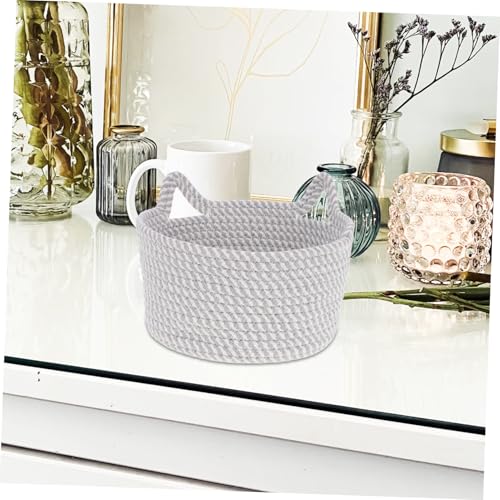 Cesta decorativa de algodón tejida a mano con acabado elegante 7