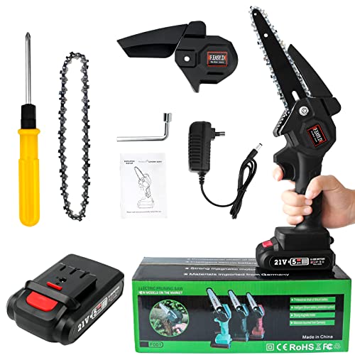 Motosierra Bateria,Motosierra Eléctrica,Mini Motosierra de 6 Pulgadas,Motosierra Inalámbrica con 2 Batería y Cargador, Motosierras para Corte de Madera, Jardinería y Poda Cover