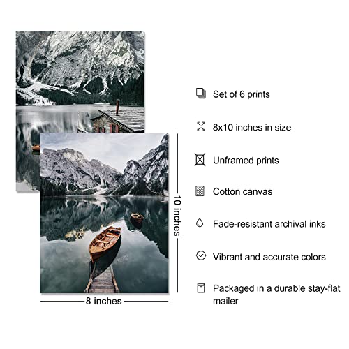 Nature Wall Art Prints Set Of 6 Mountain Decor Canvas Wall Art Landscape Print Nature Posters Lake Boat Pictures Nature Photography Art Posters For Home Living Bedroom Decor (8"X10" Unframed) #TOP1