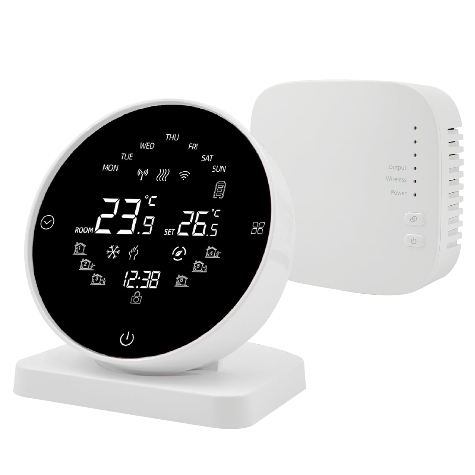 Termostato para calefacción por suelo radiante, termostato inalámbrico con pantalla táctil, adecuado para calderas de gas, calefacción por suelo radiante, termostato de habitación, termostatos