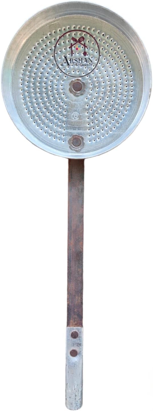 A S Small Size Home Use Motichoor Laddu Iron Jhara (Hole Size No. 0) Sweets Sieve Strainer for Original Boondi - Mini 6x12