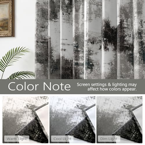 Image of Asuexpect Abstract Curtains 2 Panels Abstract Rust Curtain Room Darkening Grommet Window Drapes Modern Decorative Window Treatments for Bedroom Living Room, 52x63 Inches, Black Grey