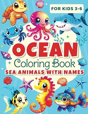 I Love Ocean Animals Coloring Book for Kids: 50+ Cute and Easy Designs ...