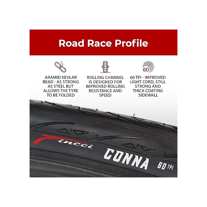 Fincci Racing Bike Tyre 700c x 23c - Foldable Conna Slick Tyre - Image 5