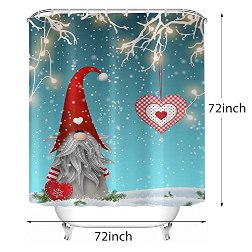 Asdcxz Christmas Shower Curtain Xmas Gnome Let It Snow Merry Christmas Holiday Lovely Heart Bathroom Decor Waterproof Fabric With Hooks #TOP5