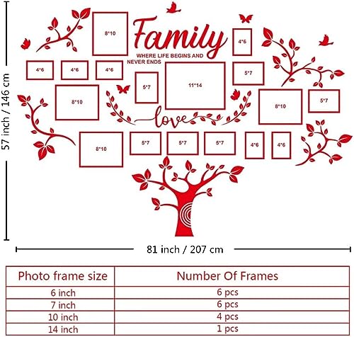 Family Tree Photo Frame Stickers for Wall DIY 3D Tree Wall Stickers Living Room Tree Wall Sticker Tree of Life Wall Art for Living Room Wall Decorations for Bedrooms (207x146cm - Image 3