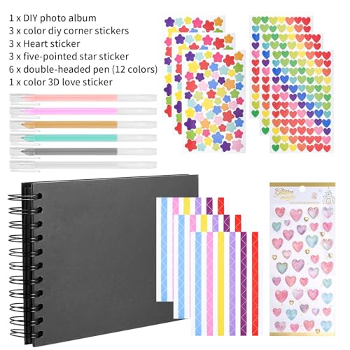 Miniatura 3 de Álbum De Fotos De Bricolaje, Libro De Fotos A5 Con 30 Páginas Negras, Álbum De Recortes Adhesivo En Blanco Album En Espiral Para Bricolaje Aniversario Boda Regalo Cumpleaños Scrapbooking