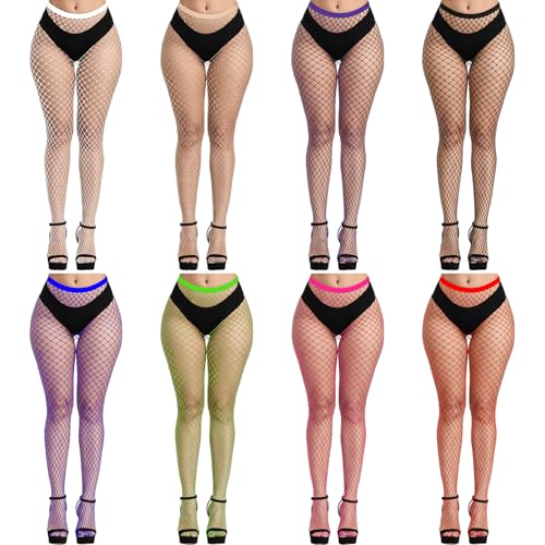 PLULON Fishnet Stocking for Women High Waist Tights Women Fishnet Tights Neon Fishnets Pantyhose Stockings
