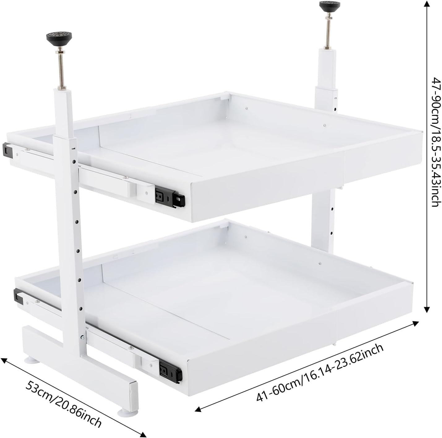 Organizzatore A Cassetti Estraibili A 2 Livelli Espandibili - profondità 53 Cm (21 Pollici) - Soluzione di Stoccaggio per Mobili da Cucina, Dispensa, Bagno E Scaffali di Casa.