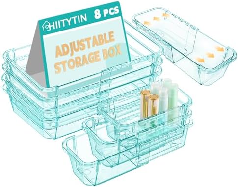 8 Pcs Mixed Extendable Clear Drawer Organizer, All Adjustable Van...