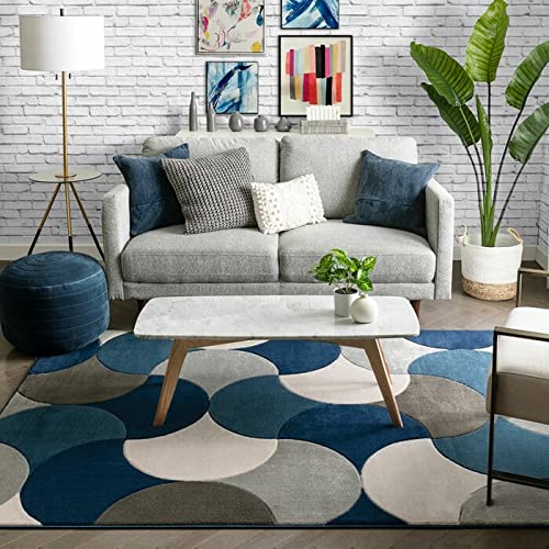 Image of Modern Contemporary Handmade Tufted Woolen Carpet for Living Room Bedroom and Hall Size 5 x 7 Feet Color Multi