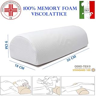 Cuscino Lombare (DISPOSITIVO MEDICO), Cuscino Per Gambe (100% MADE IN ITALY E OEKO-TEX®) - Cuscino Per Ginocchia Dormire - Cuscino Poggiapiedi Multiuso in MEMORY MORBIDO Ideale per Cervicale