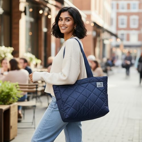 Image of COUNSELOR Tote Bag for Women, Premium Quilted, 11.8L Spacious Handbag with 16-inch Laptop Sleeve, Lightweight Durable Polyester Tote with Multiple Pockets, Travel & Everyday Use (AURA)