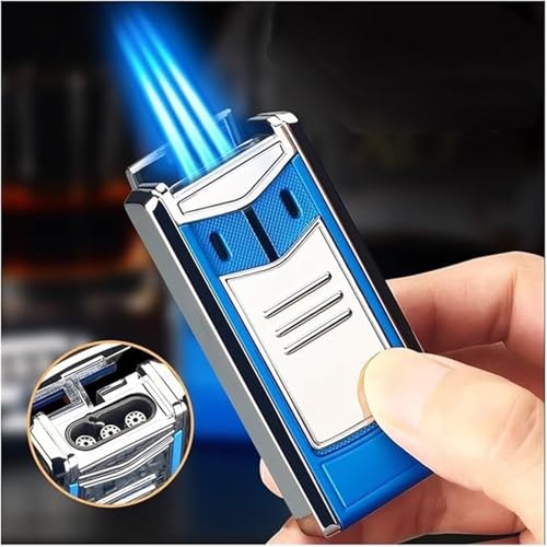 Encendedor metálico a prueba de viento con llama triple y recargable miniatura 3