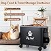 Himake Dog Food Container 13lb, Cute Airtight Pet Food Storage Containers with Metal Lid Scoop, Black Metal Storage Bin for Dog/Cat with Wheels,Easy to Move