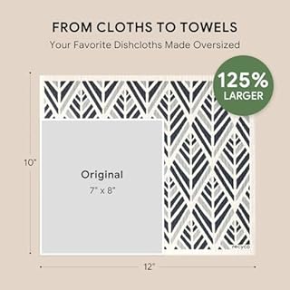 RECYCO Swedish Dishcloths for Kitchen | 4 Pack Oversized Washable Dish Rags | Large Cellulose Reusable Cleaning Paper Towels | Absorbent Counter Dish Cloth Sponge XL Kitchen Wipes, 12" L x 10" W