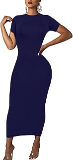 Women's Long Bodycon Dresses Leopard Print Casual Maxi Club Party Tight Dress Short Sleeve - Buy now