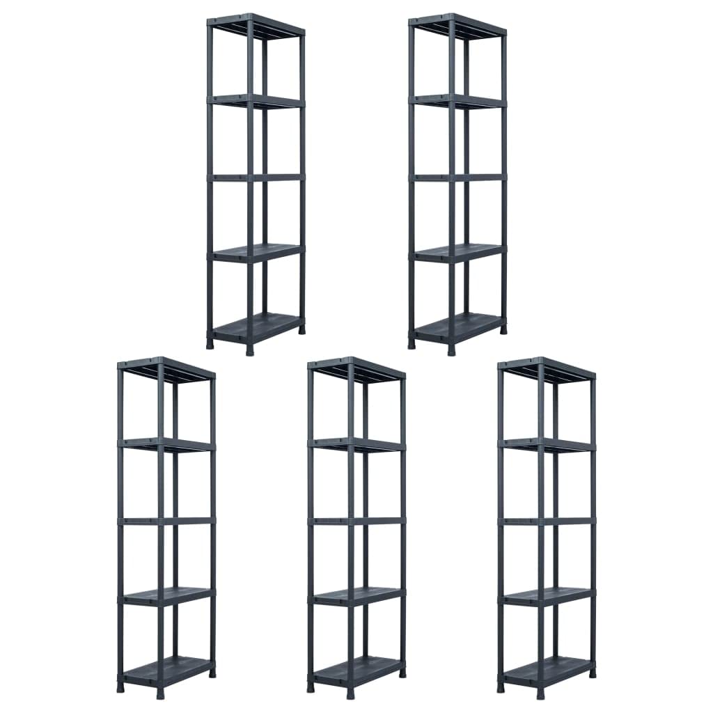Générique Étagères de Rangement 5 pcs Noir 125 kg 60x30x180 cm Plastique,Entreprise & Industrie,Stockage Industriel,Étagères industrielles,Noir,23.75 KG,276258