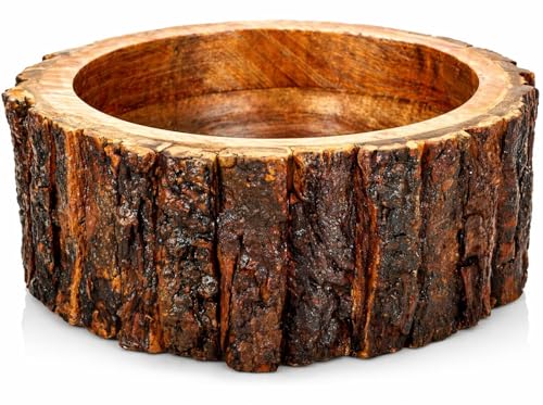 Cuenco de madera para exposición decorativa y servicio de alimentos 2