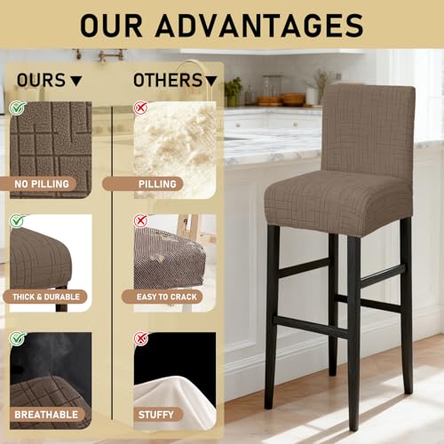 Image of JIUZHEN Coffee Stretch Velvet Bar Stool Counter Covers Set of 2