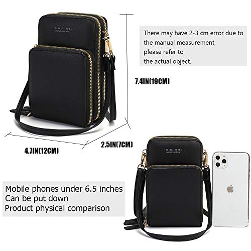 Image of myfriday Touch Screen RFID Phone Crossbody Purse with 2 Straps for Women | Clear phone window, RFID card space, 11 slots and zip pockets support quick calls, errands, theme parks and travel