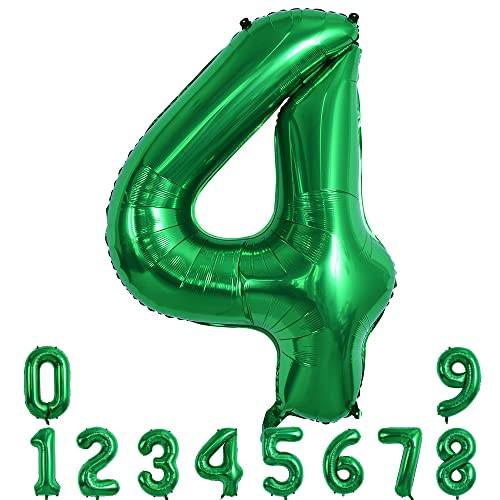 Image of TONIFUL 40 Inch Dark Green Large Numbers Balloon 0-9 Birthday Party Decorations Foil Mylar Big Number 4 Balloon Digital 4 for Birthday Party,Wedding, Bridal Shower Engagement Photo Shoot Anniversary