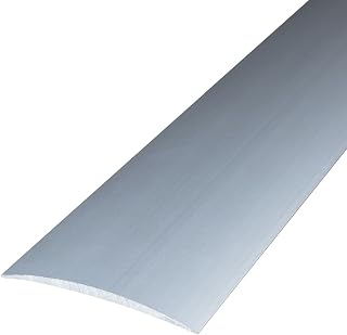 PROVISTON | Übergangsprofil | Breite:60 mm | Höhe:5 mm | Länge:1000 mm | Metallprofil | Bodenprofil | Ausgleichsprofil | Aluminium eloxiert | Silber | Selbstklebend | 1 Stück