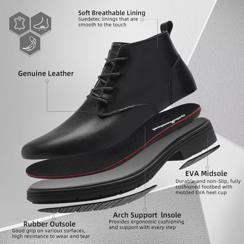 Men's Orthopedic Leather Chukka Boots: Comfortable Arch Support Plantar Fasciitis Tuxedo Dress Walking Ankle Mid Derby Boot, Orthotics Flat Feet Casual Wingtip Oxford for Foot and Heel Pain Relief2
