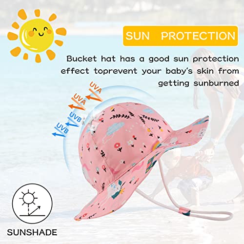 Peecabe Baby Sun Hat Girls Toddler Hat Adjustable Kids Bucket Hat Summer Baby Boy Sun Protection Hats (Pink Rainbow, 2-8 Years) #TOP1