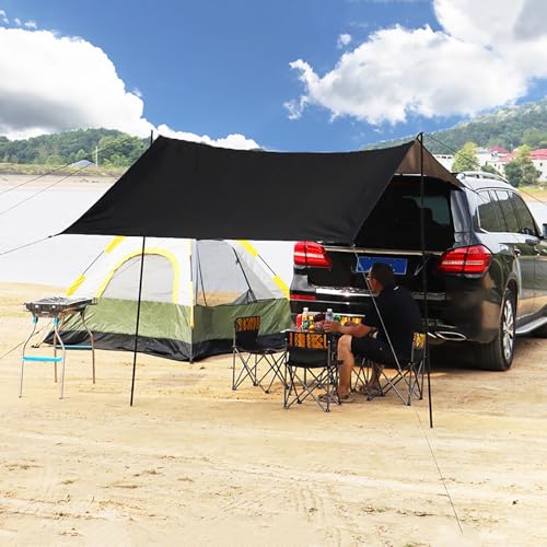 Car Tent, Camper Awning, Car Side Awning, Tailgate Tent, Portable Vehicle Awning, for Outdoor/Camping/Picnic/Traveling(Black,Large) - Thumbnail 4