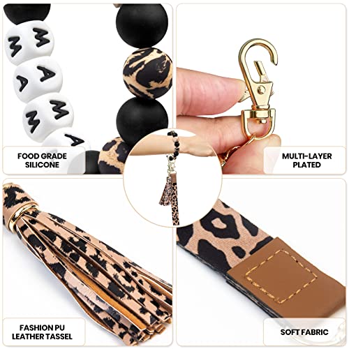 Bracelet Wristlet Keychain with Lanyard for Keys, Silicone Beaded Key Ring for Women, Mother's day Christmas Gift3