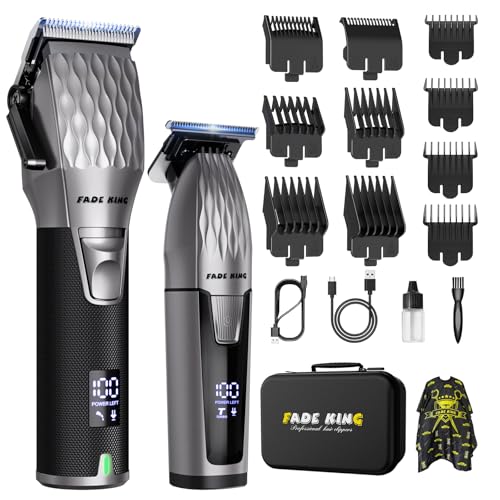 FADEKING® Professional Hair Clippers for Men, Cordless Beard Trimmer Kit for Hair Cutting &...