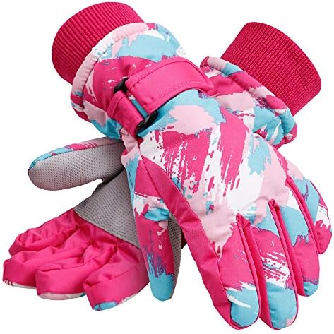 LULLABY KIDS Kids Winter Gloves Waterproof Boys Girls Snow Ski Gloves (Pink, S (4-6 Years))