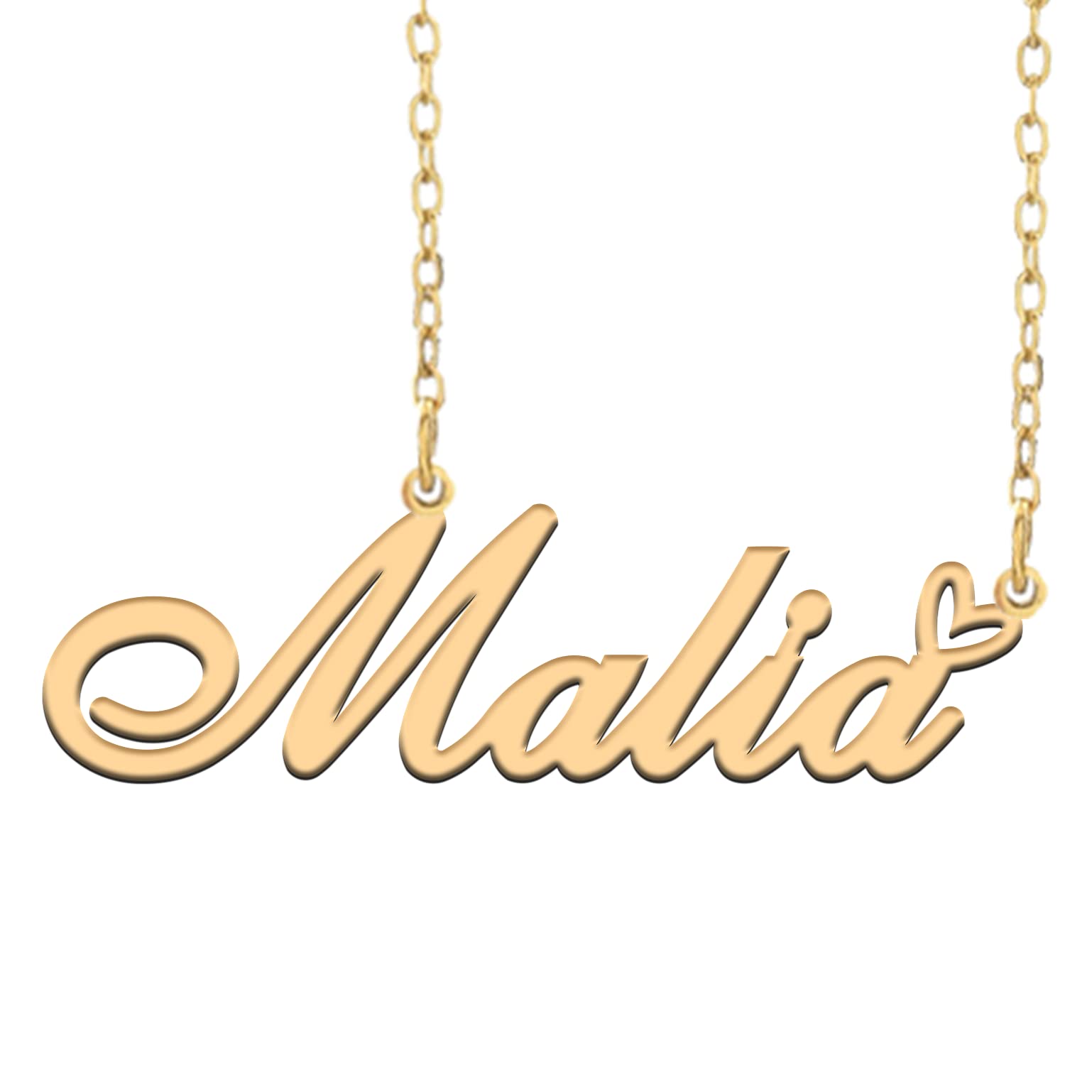 RONKAHSHOWCustom Pendant Name Necklace Customized Personalized 18K Gold with Heart Necklace Best Gift for Women New Year Birthday Mother’s day Christmas wedding Party Gold