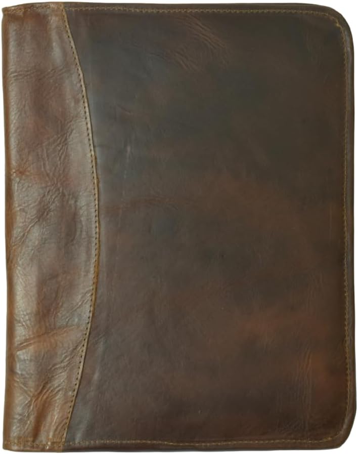 Handmade Genuine Full Grain Leather Padfolio/Portfolio - 10 x 14 - Dark Brown Leather