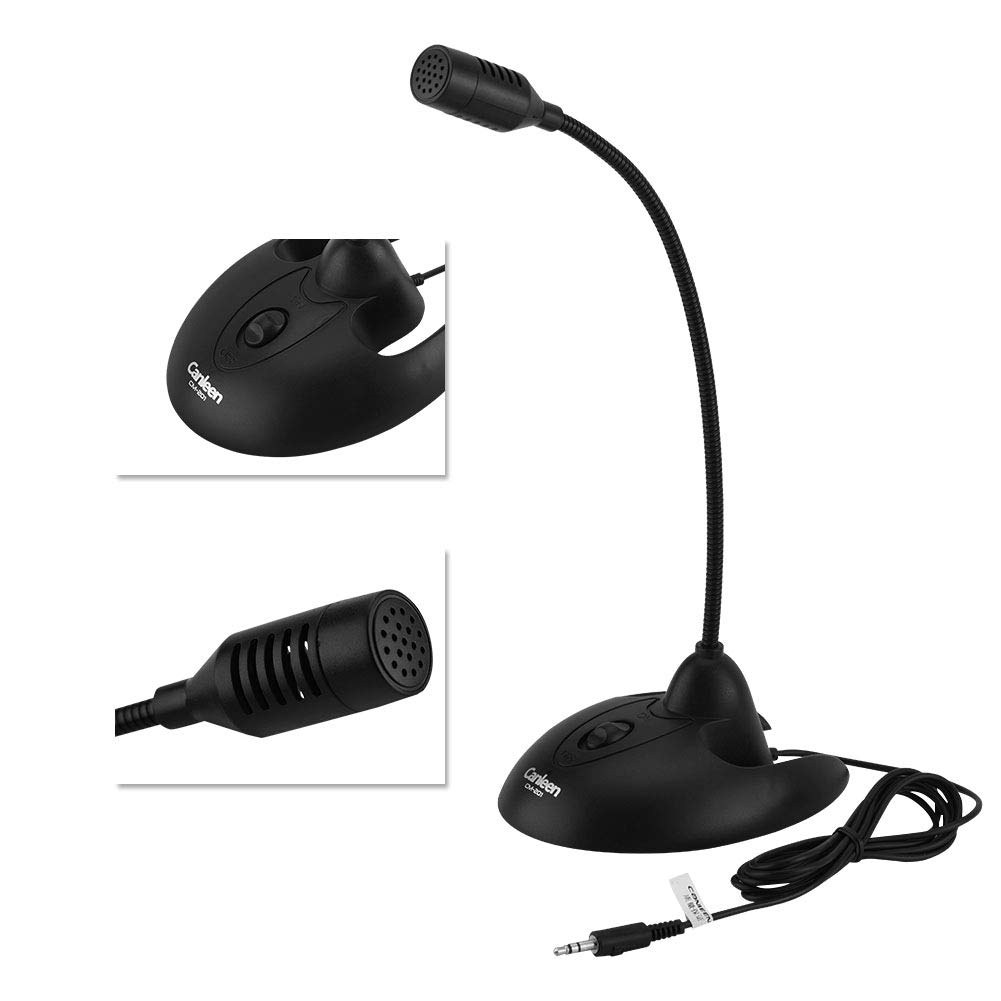 Microfono Desktop,ASHATA Microfono da Tavolo Flessibile a Collo D'Oca da 3,5 mm, Supporto Antiscivolamento Microfono a Condensatore per PC Stand Micro per Riunioni Aziendali, Chat Online, ECC.(Nero)