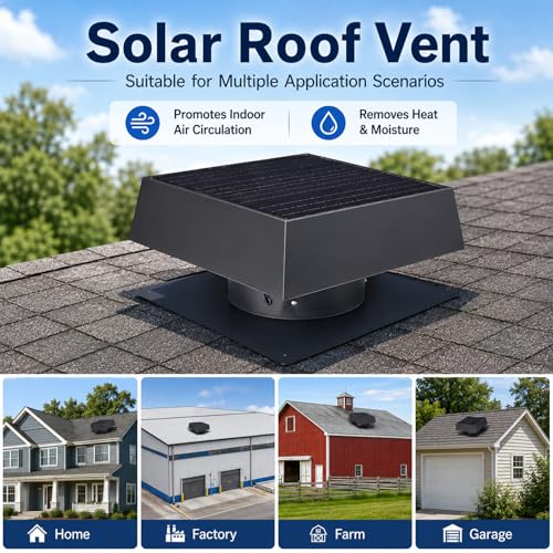 JT Ventilador Solar de 12'' de 35W, Ventilador de Extractor para Techo, para Ático o Garaje miniatura 6