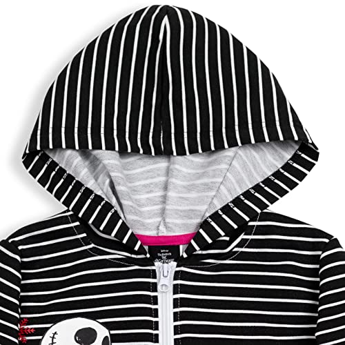 Disney Nightmare Before Christmas Jack Skellington Sally Big Girls French Terry Zip Up Hoodie Black-White 10-12 #TOP2