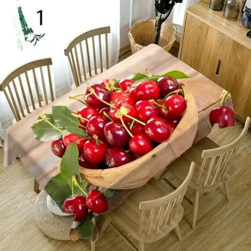 WAJIJD Fruit Print Waterproof Tablecloth Wedding Decoration Stain Resistant Tablecloth for Rectangular Dining Table-01-70x70cm27x27inch