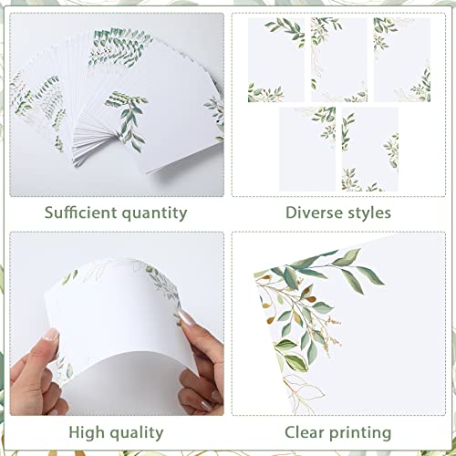 Perkoop 50 Pieces 4 X 6 Inches Note Cards Greenery Flower Cardstock Blank Printer Paper Decorative Paper Greenery Cards For Wedding Office School Home Supplies Diy Drawing (Eucalyptus) #TOP2