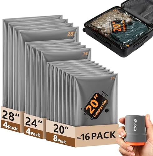 Travel Vacuum Bags with Cordless Electric Pump, 16 Combo Compress...
