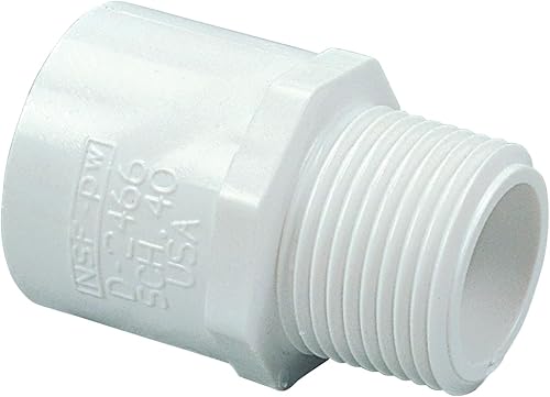 Conector de tubería NIBCO 436 Series, de PVC, de grosor 40, deslizamiento X y macho NPT., Blanco, 1