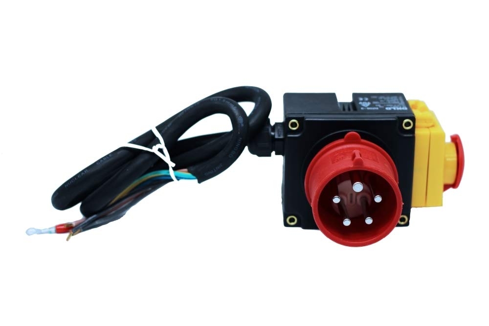 Schalter - Stecker Kombination 3-phasig 400V mit 80cm Kabel, Phasenwender und Magnet-Notausschalter -Baugleich KEDU KOA7 400V