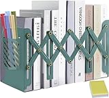 Un Organisateur de Bureau Astucieux : Ce serre livres extensible avec porte-stylo est l'allié idéal pour maintenir votre espace de travail en ordre, libérant ainsi de la place pour d'autres tâches ou objets comme des magazines, DVD, bandes dessinées, livres de cuisine, et bien plus encore.