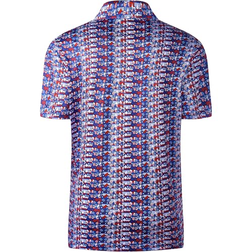 Camiseta polo para hombre de golf, manga corta, tejido transpirable y secado rápido, con estampados, poliéster y spandex miniatura 3