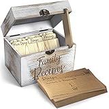 Wooden Recipe Box with Cards and Dividers - Includes 6 Wood Dividers - 100 Double Sided 4x6 Recipe C